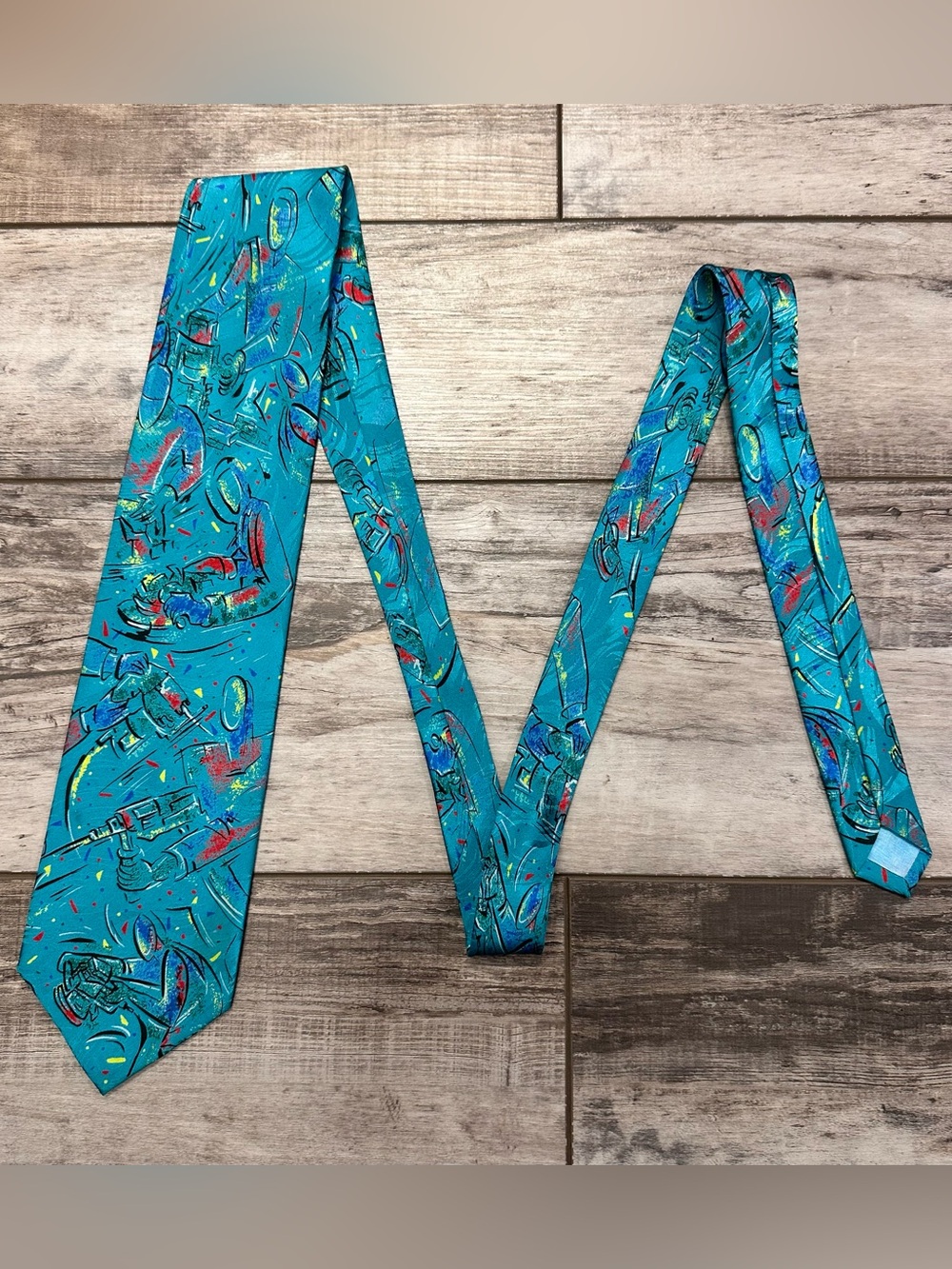 Bosch Power Tools Turquoise Abstract Pattern Men's Tie